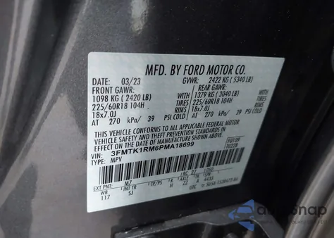 2023 Ford Mustang Mach-E Select из США, поврежденный, VIN 3FMTK1RM6PMA18699